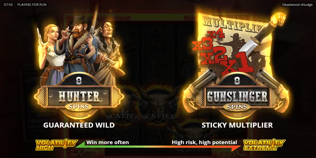 Deadwood xNudge slot game 3 Scatters