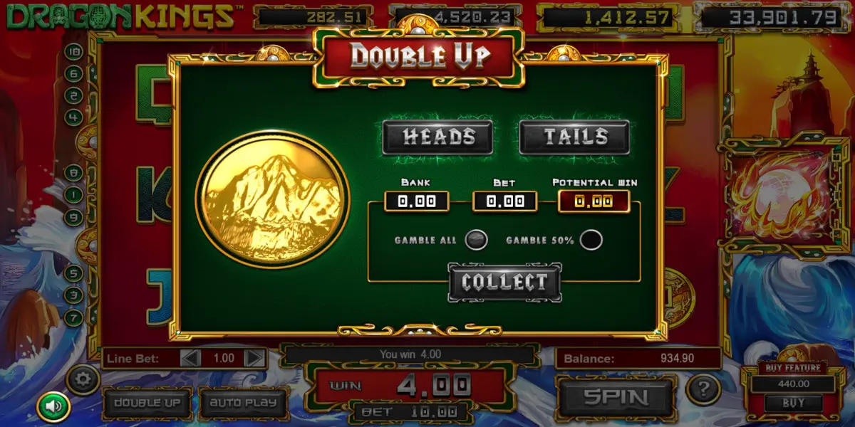 Dragon Kings slot game Gamble feature let you double your Win
