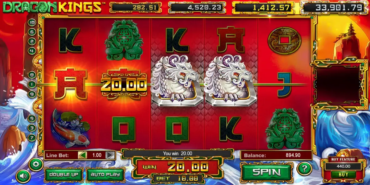 Dragon Kings slot game Gameplay Win