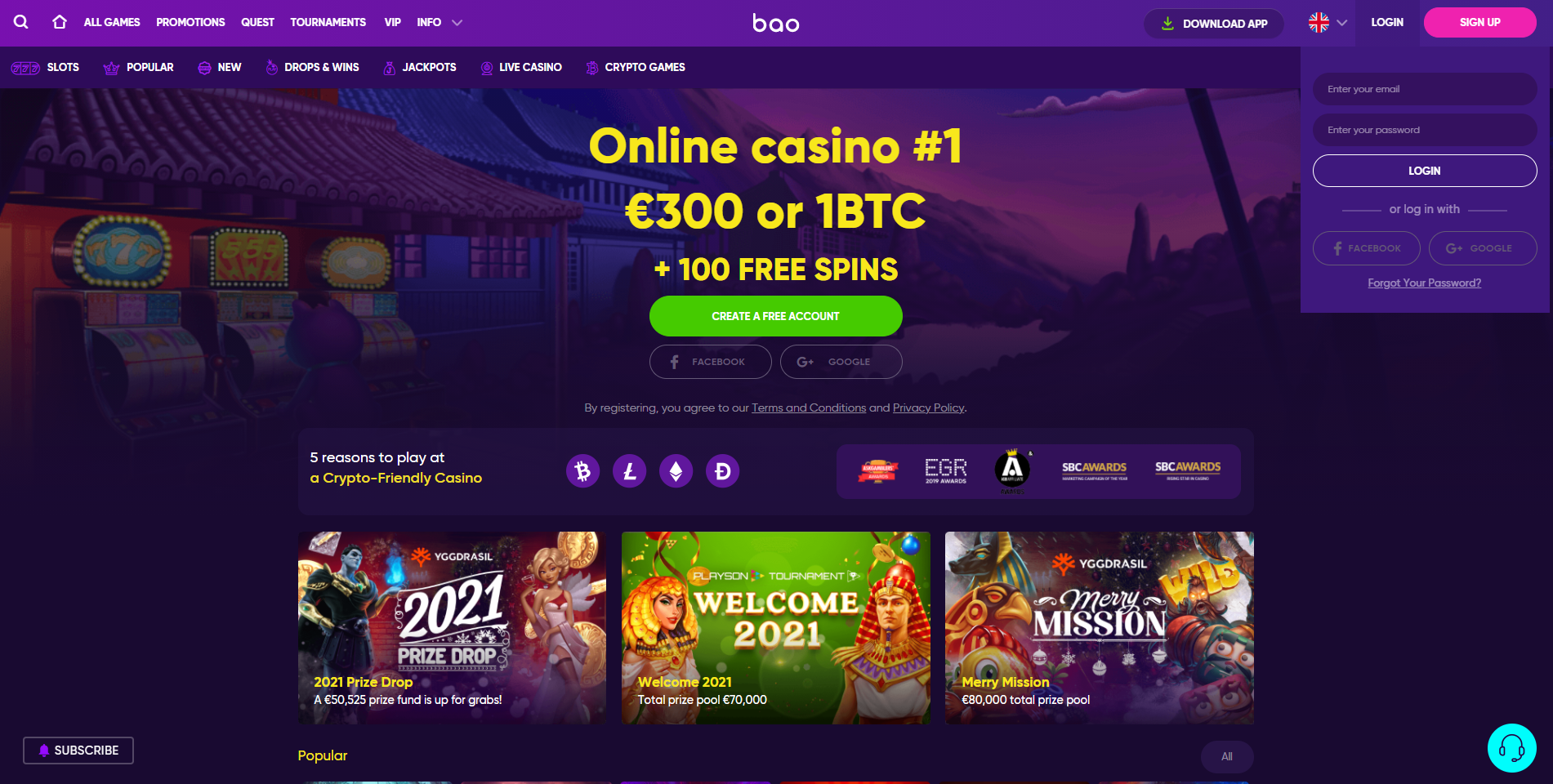 bao casino website login registration sign up welcome 2021
