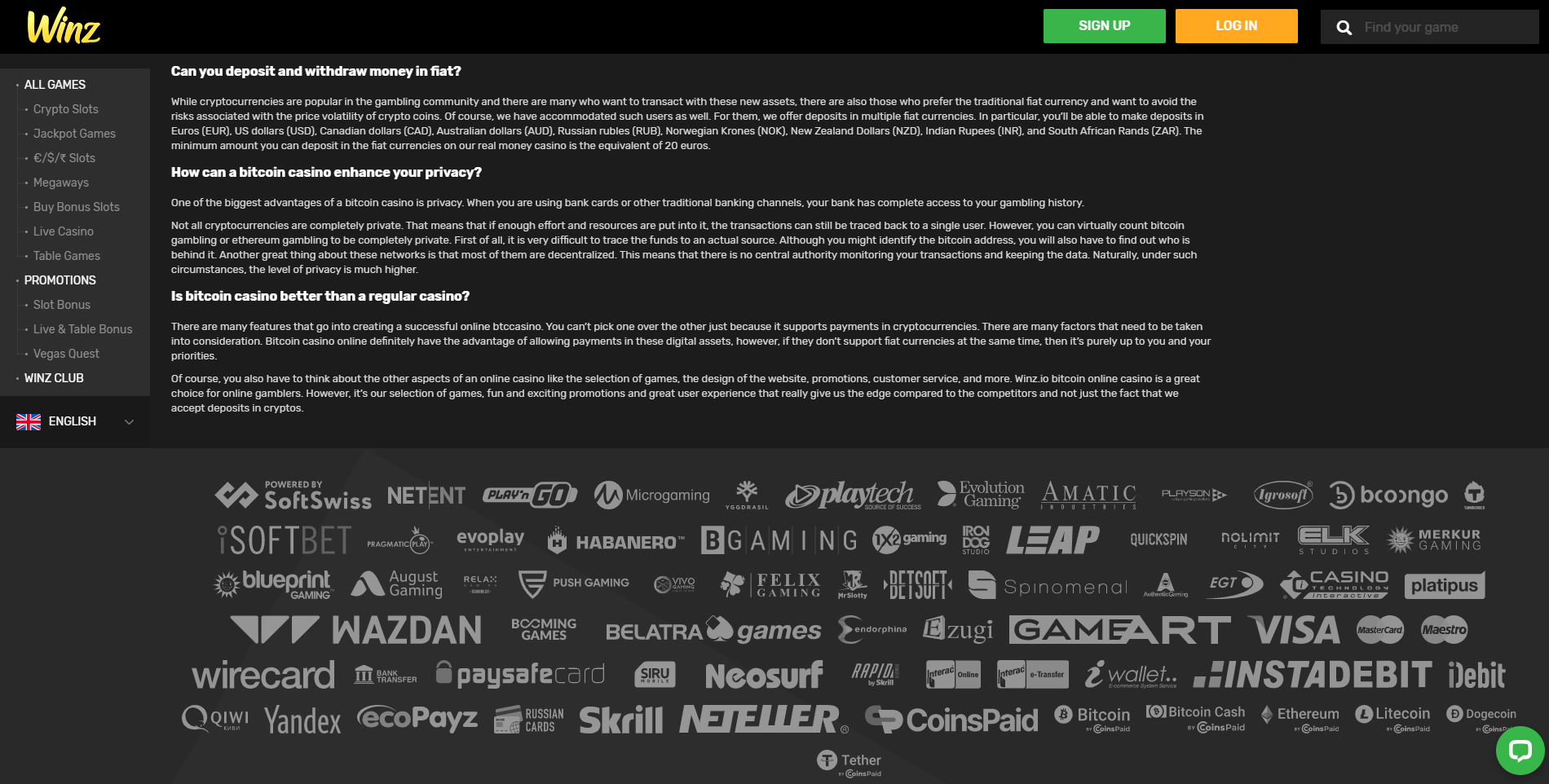 winz casino bitcoin payment methods skrill neteller litecoin dogecoin tether
