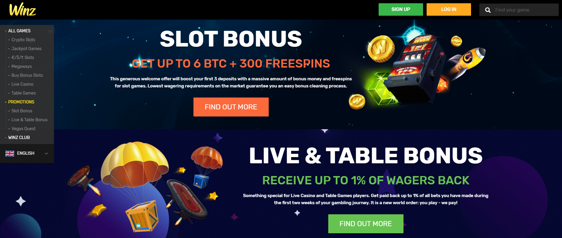 winz casino bonus 6btc + 300 free spins slot bonus - winz casino bonus code