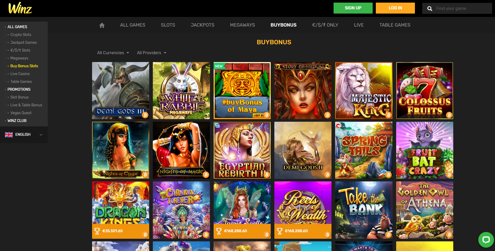 winz casino slots jackpot bonus buys majestic king white rabbit fruit bat crazy take the bank