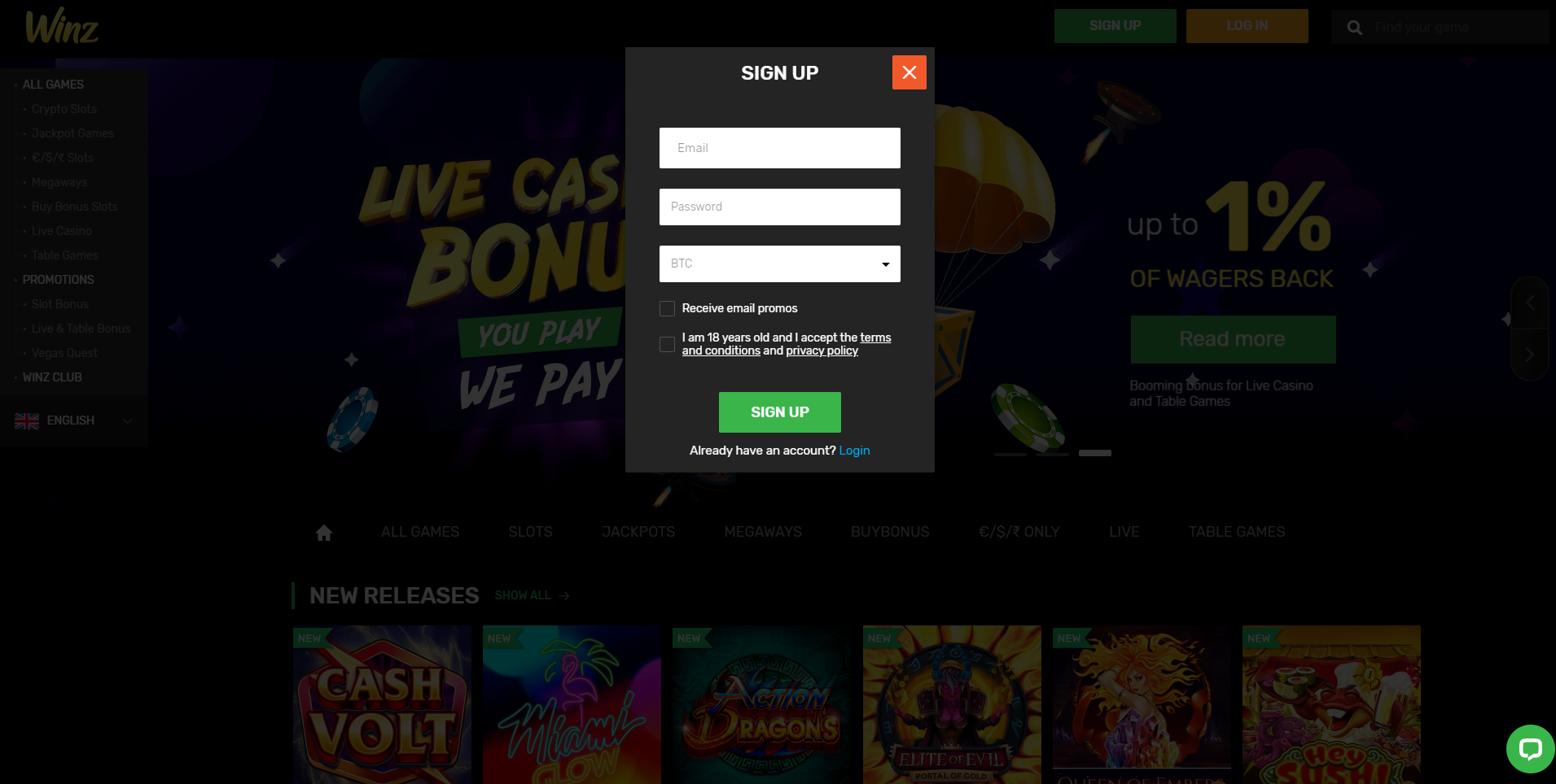 winz casino website sign up