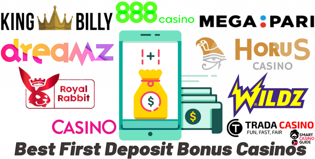 Best First Deposit Bonus Casinos with logos