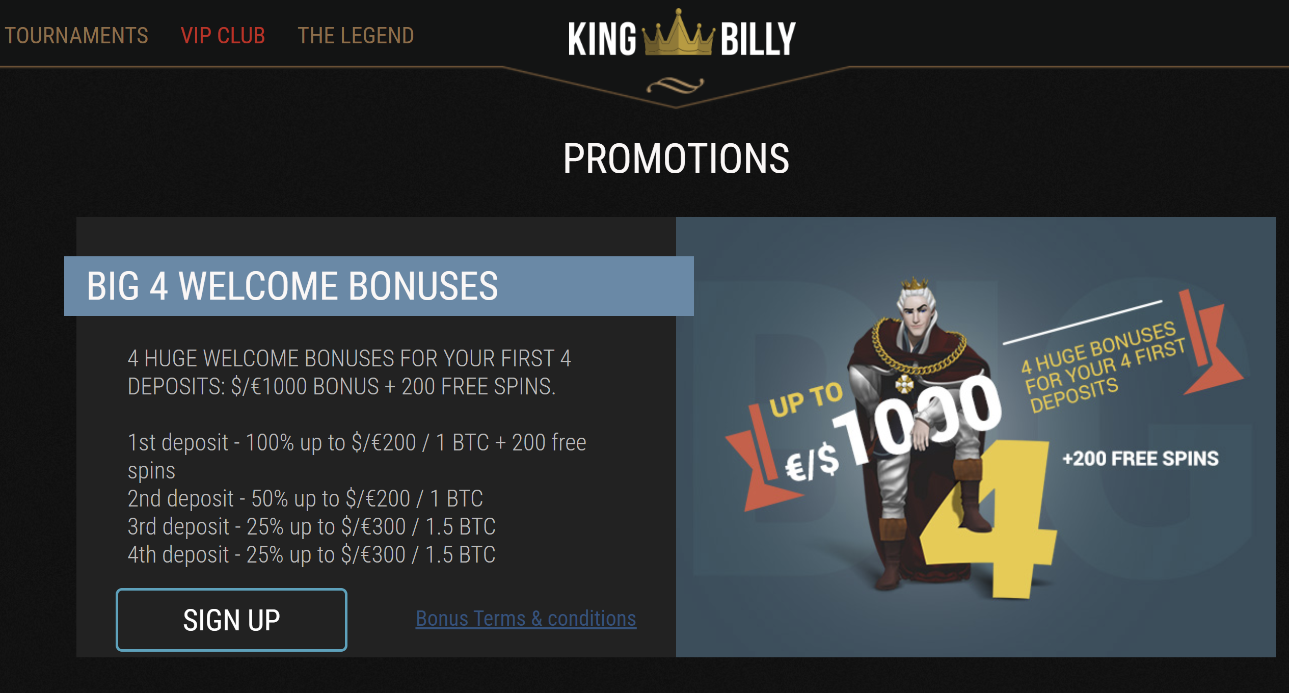 no deposit bonus codes king billy
