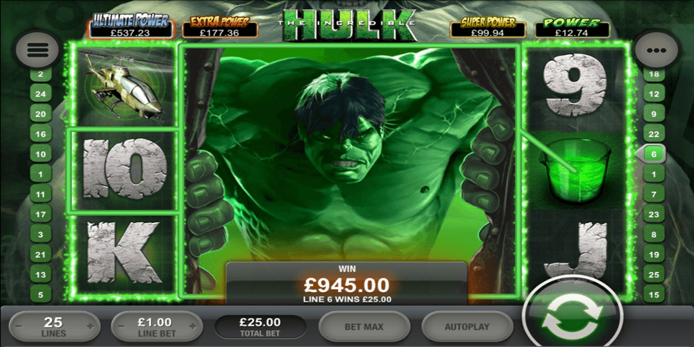 The Incredible Hulk - Playtech are creator of Marvel slots