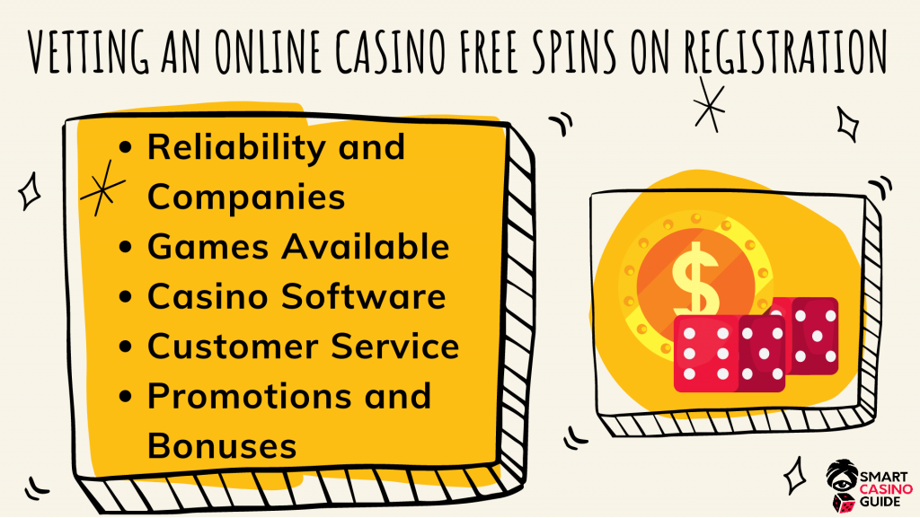 Tips of Vetting an Online Casino Free Spins on Registration - Casino Chip and Dice
