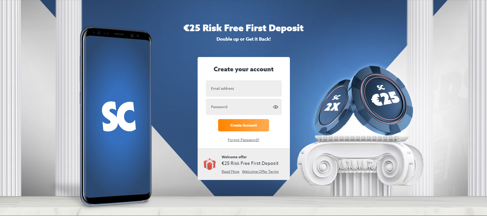 scatters casino mobile sc 25€ risk free first deposit android ios