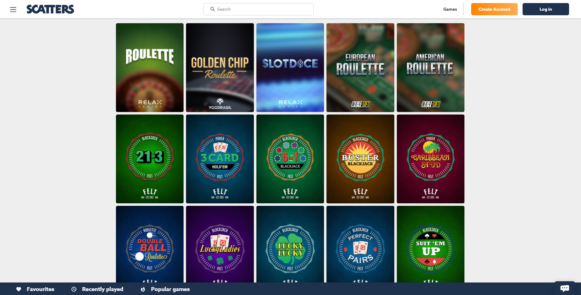 scatters table games roulette golden chip dice 21 double ball perfect pairs blackjack
