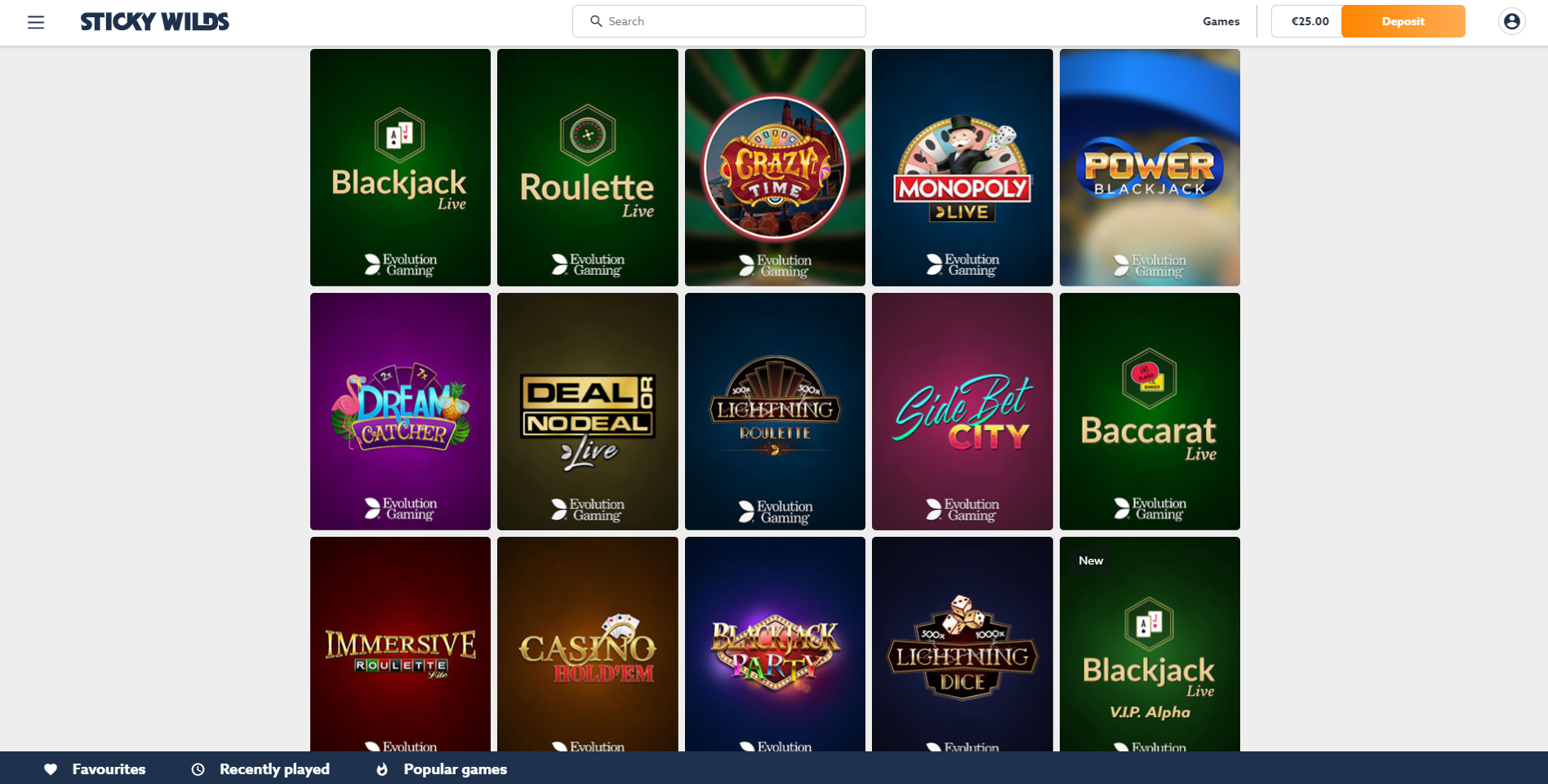 stickywilds live casino monopoly live power blackjack roulette dream catcher deal or no deal
