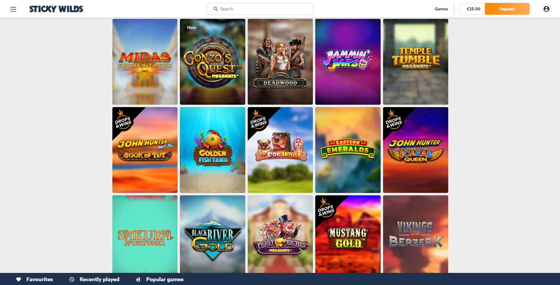 stickywilds casino games slots midas golden touch gonzo quest deadwood jammin jars temple tumble golden fish tank the dog house