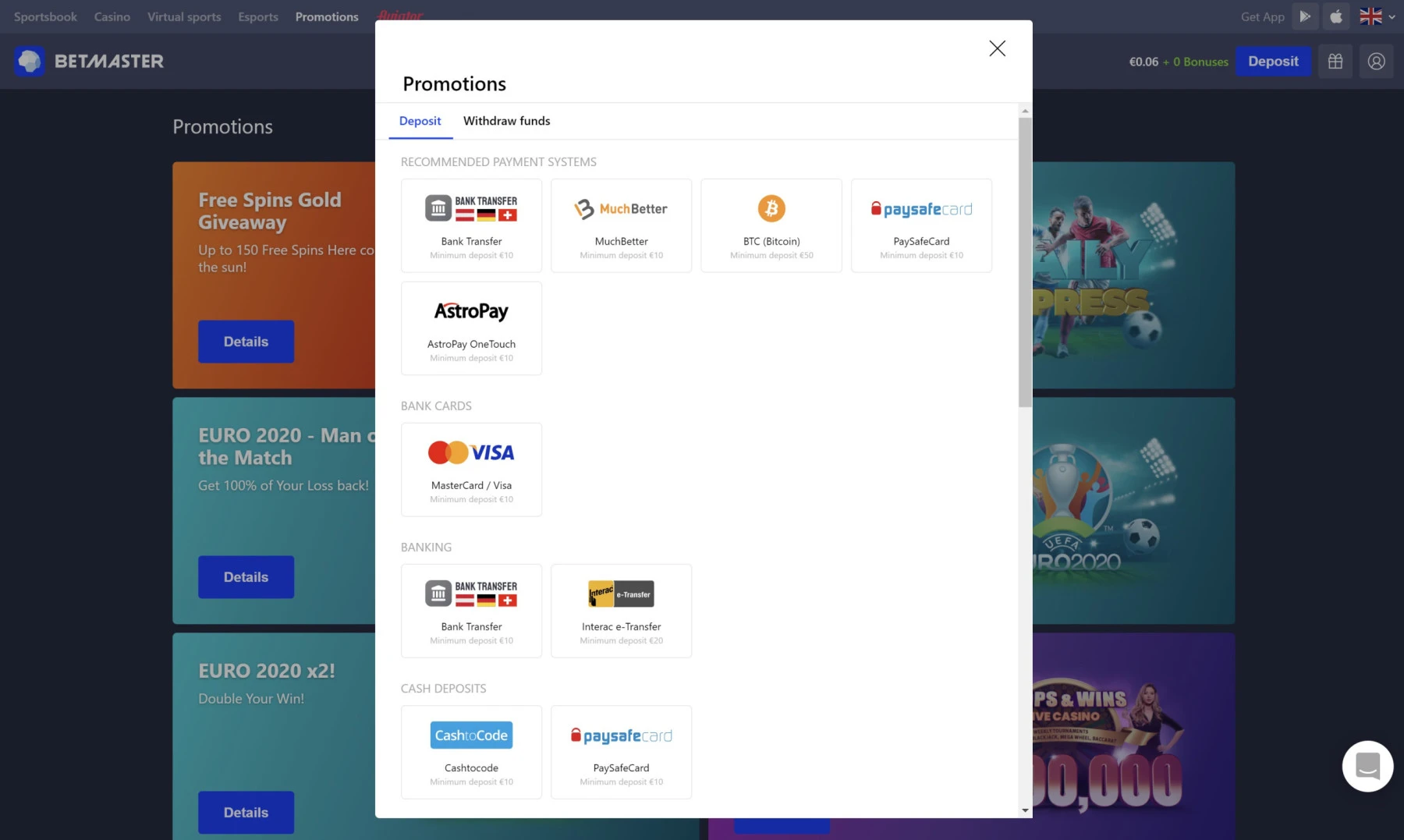 betmaster payments methods bitcoin skrill neteller visa mastercard