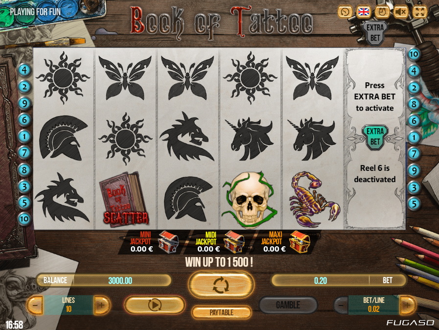 book of tattoo slot game gameplay fugaso gaming