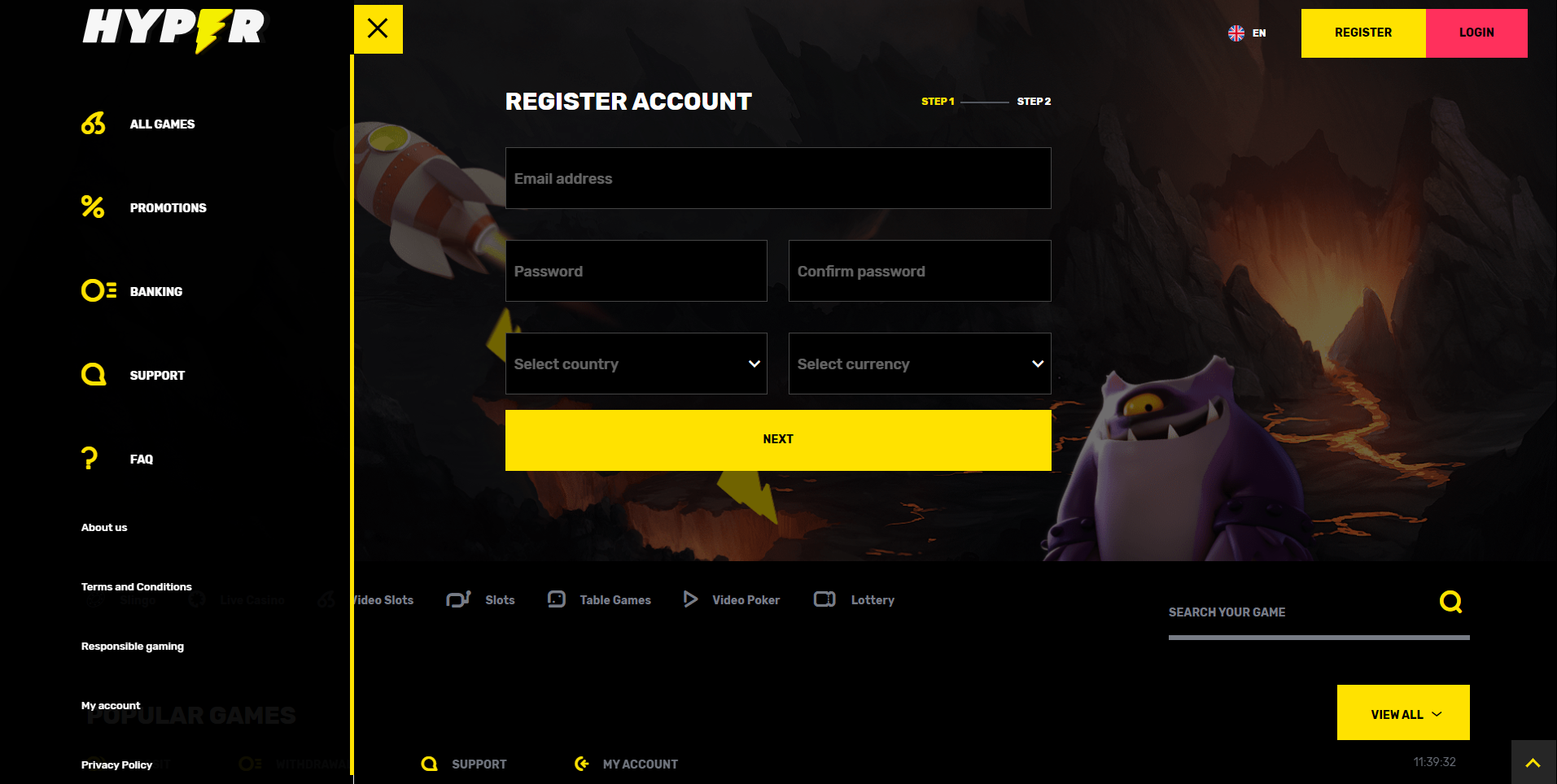 hyper casino login registration