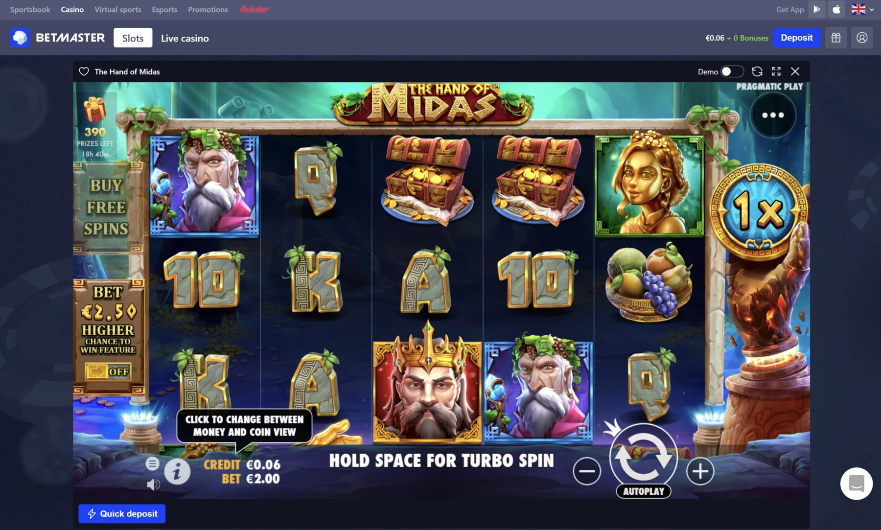 the hand of midas pragmatic play slot