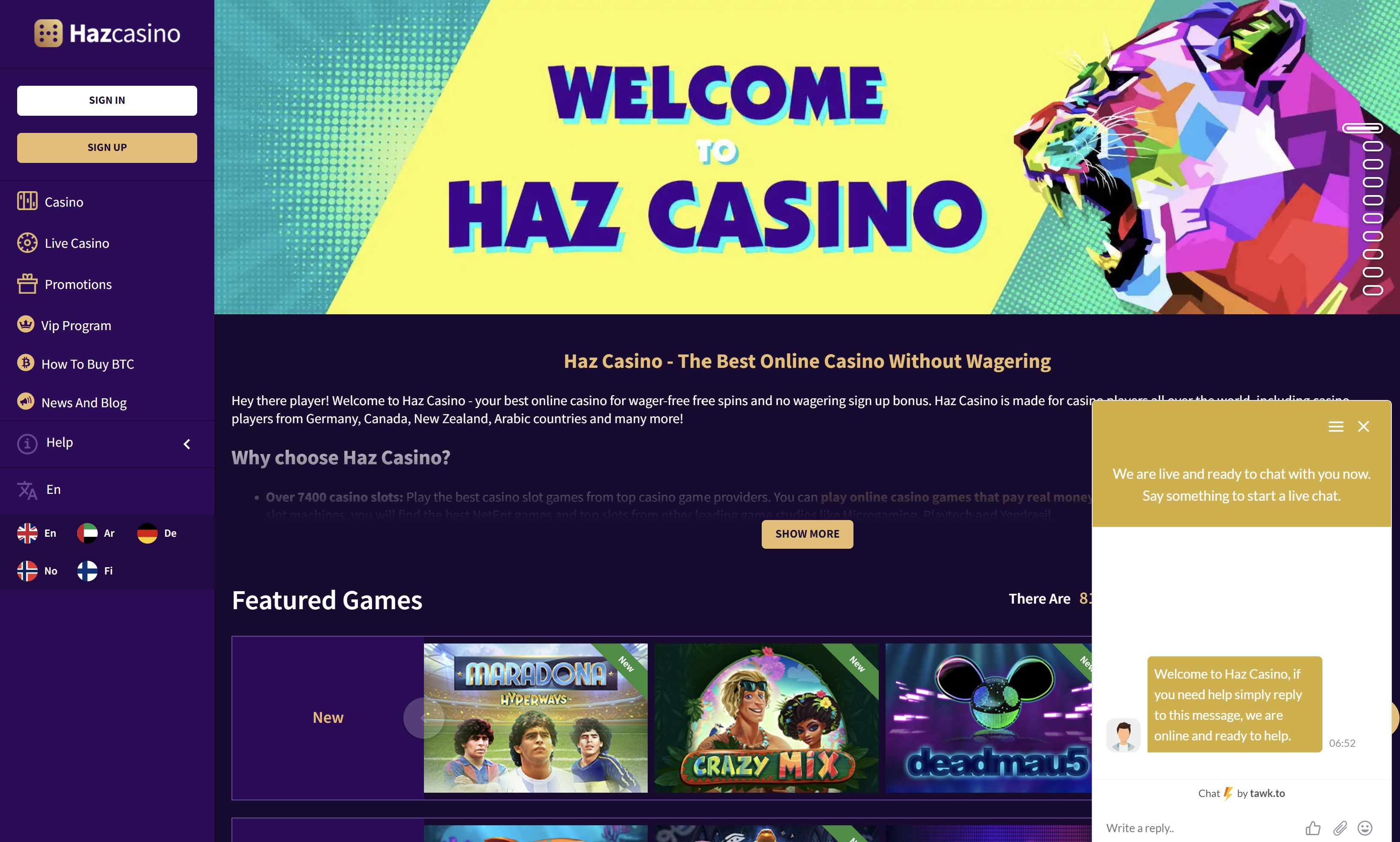 welcome to haz casino live chat
