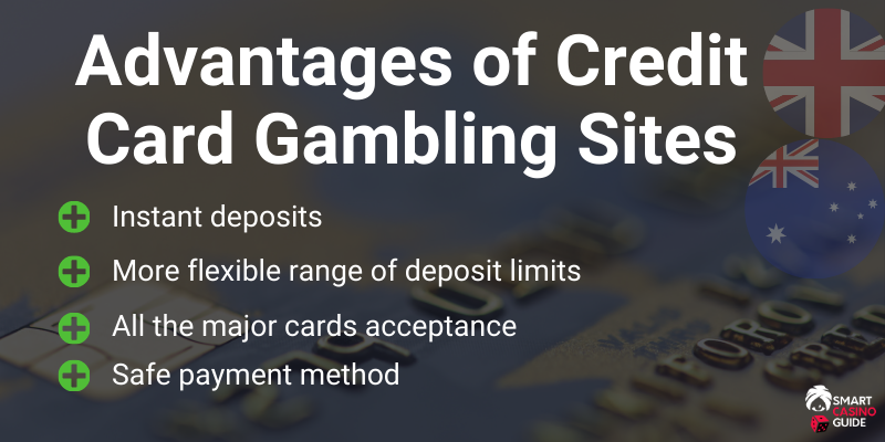 Advantages of using best credit card for online gambling sites - UK, Australia flag