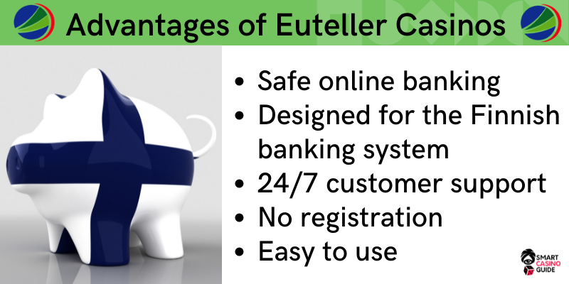 Advantages of Euteller casinos online 2026 - piggy bank with Finland flag