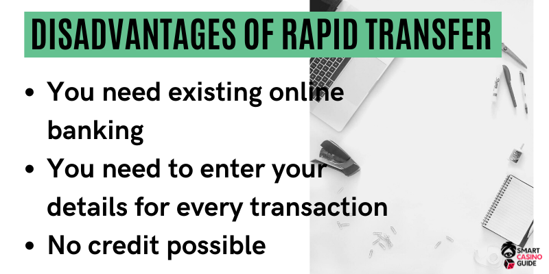 List of disadvantages of Rapid Transfer gambling sites - pc, pens, notebook