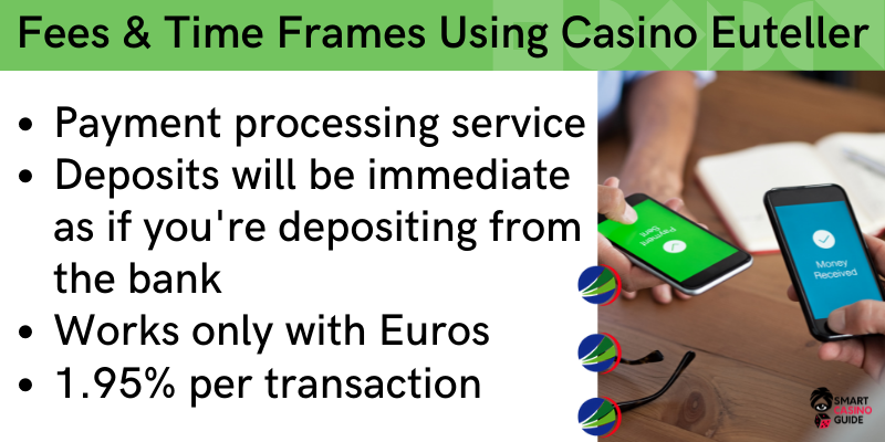 List of fees & time frames using online casino Euteller - 2 phones making money transaction