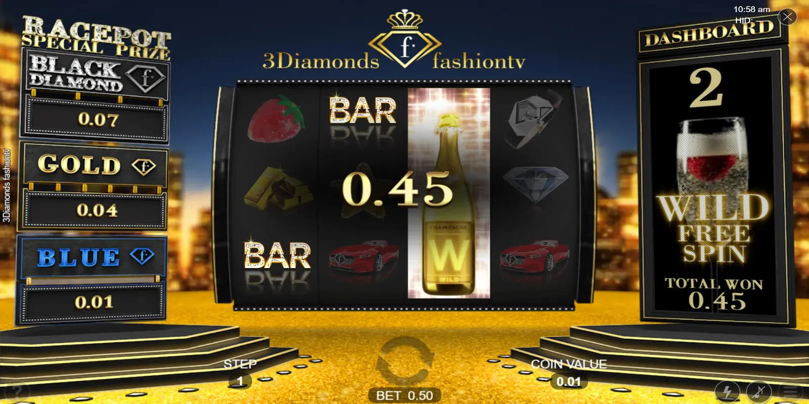 3Diamonds fashiontv slot game has Free Spins feature