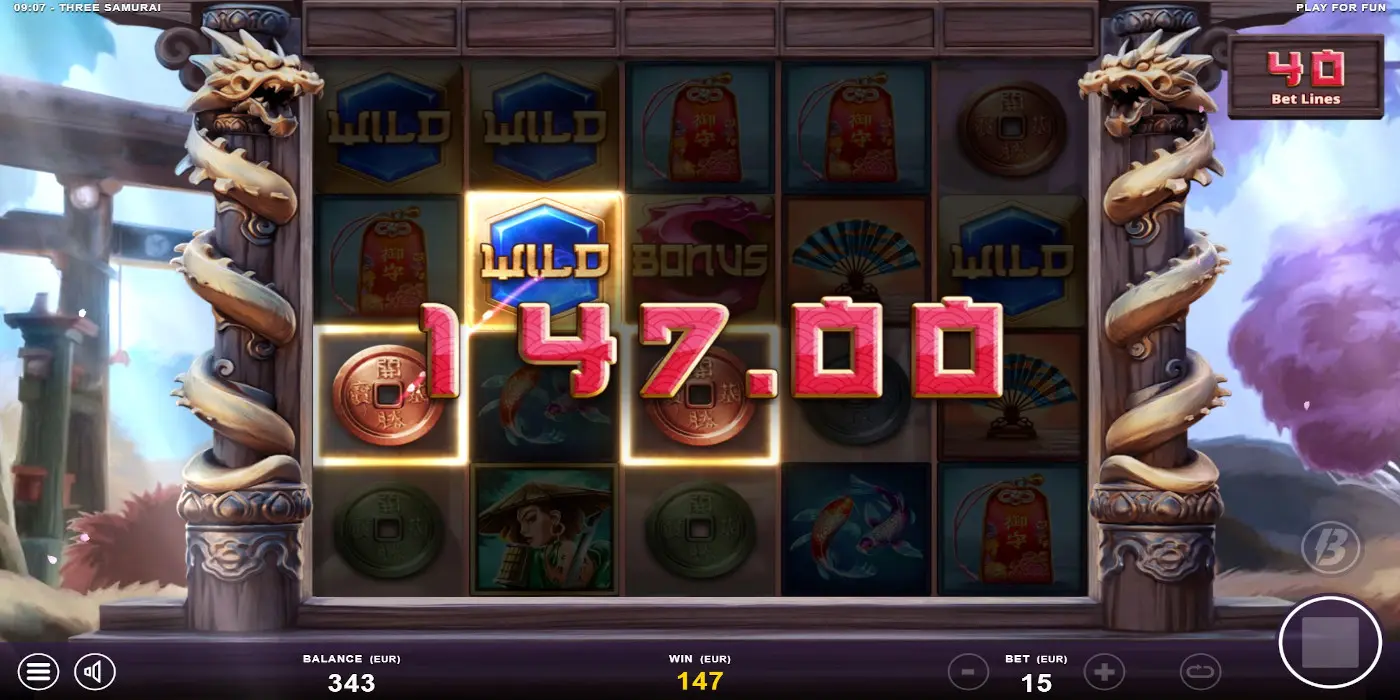 Three Samurai slot expand paylines up to 40