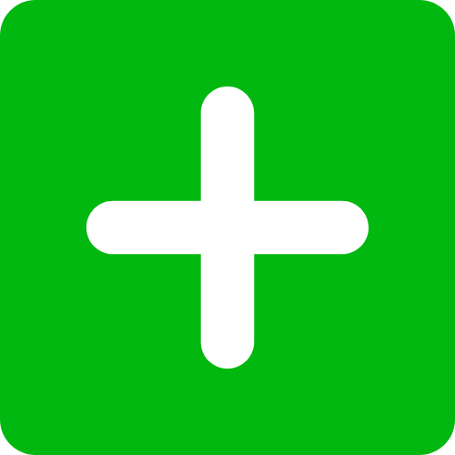 White plus in green square width=