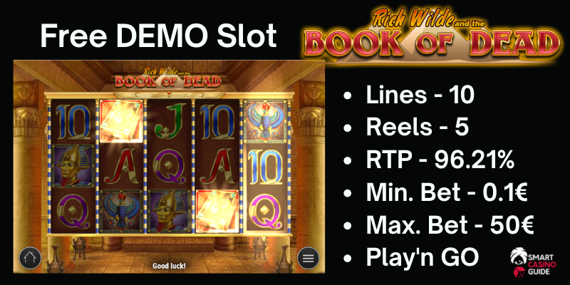 Book of Dead free playing slots for fun casino - logo, demo, info
