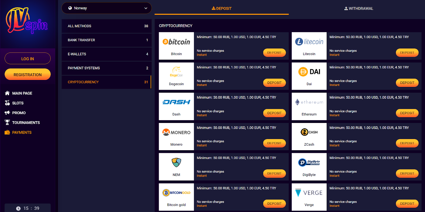 JVspin casino has Mancala Gaming slots and accept cryptocurrencies payments
