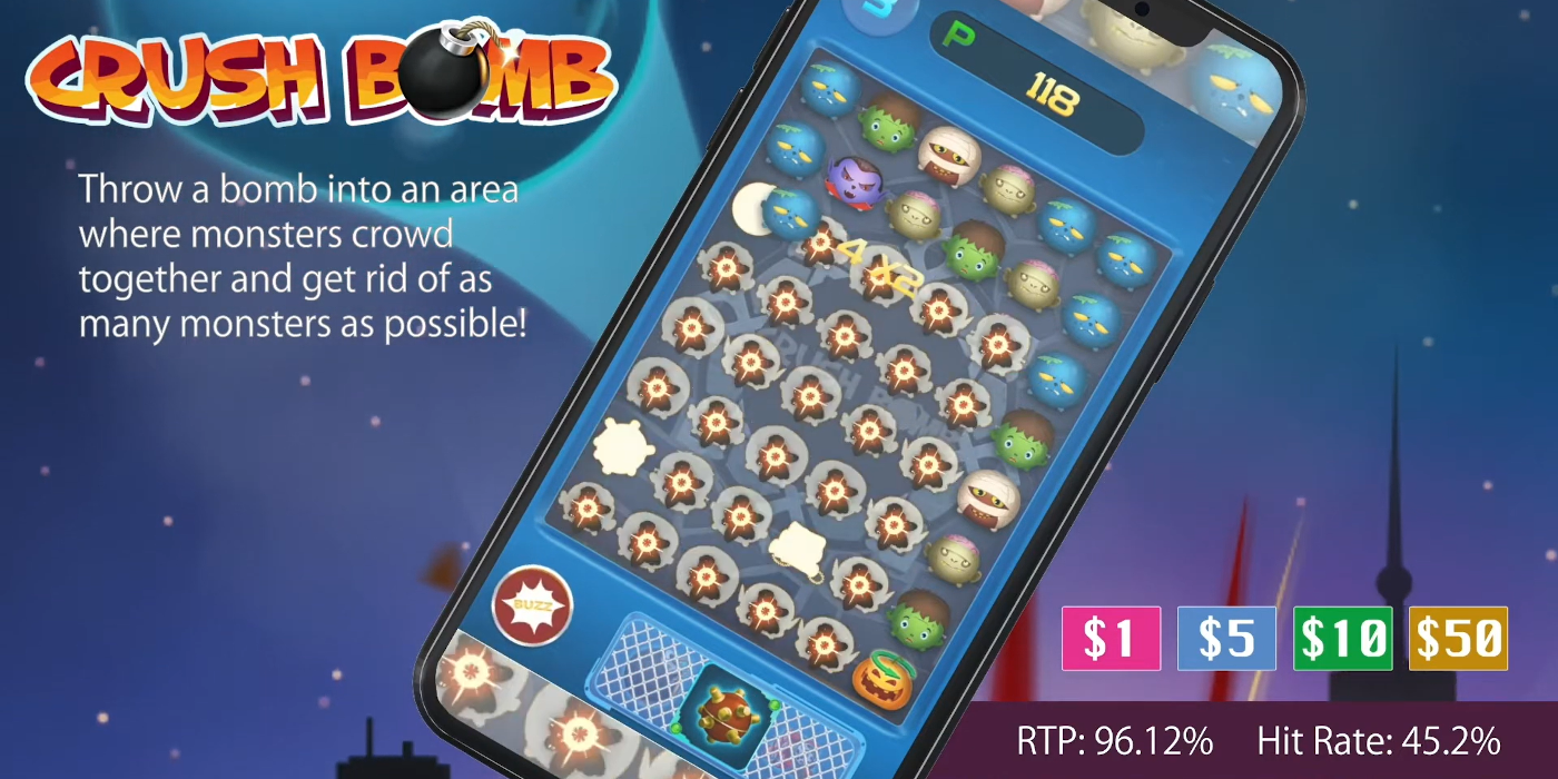 Crush Bomb slot has 96.12% and Hit Rate 45.2%