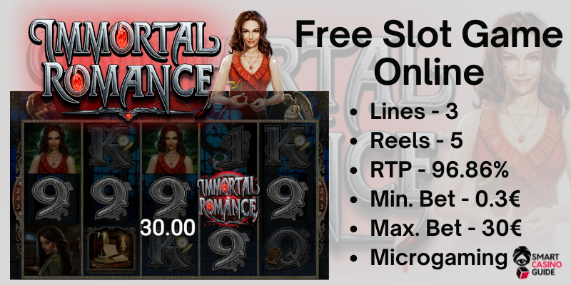 Reels, Lines, RTP info of Immortal Romance free slot games with no downloads