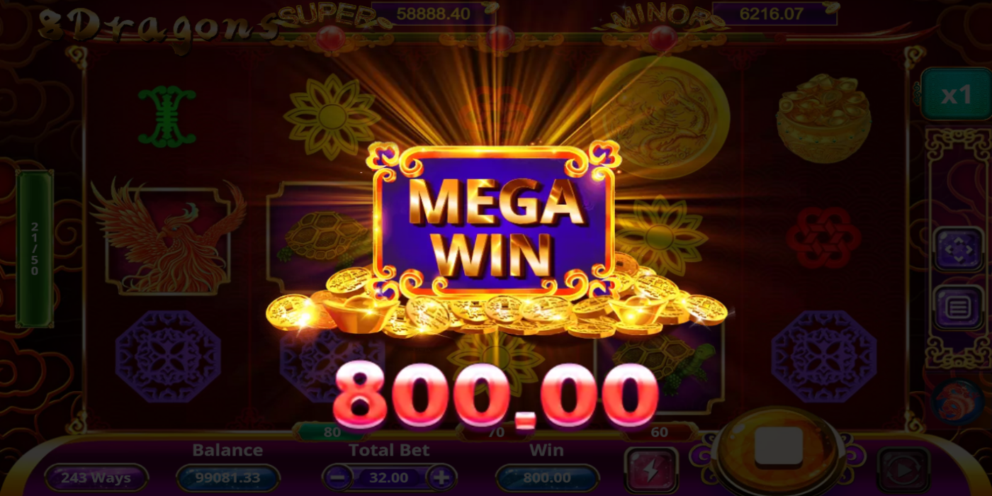 8 Dragons slot by Triple PG has jackpots, free games, supremacy reels, bonus and random wild features