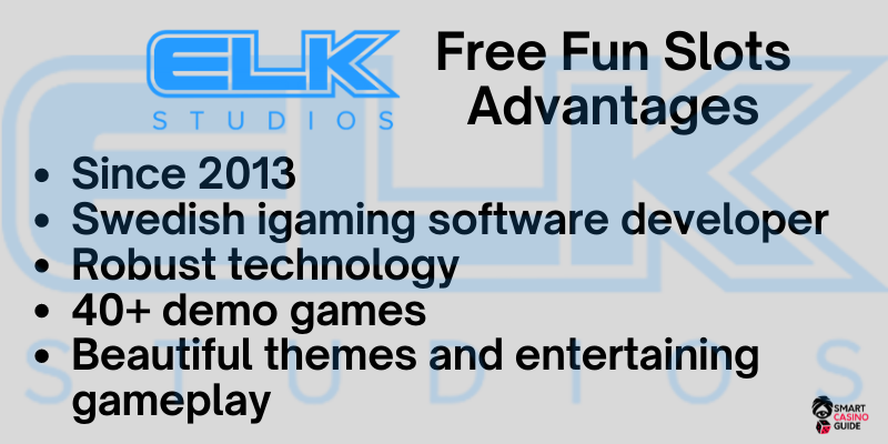 Elk Studios fun free slots casinos games advantages list, Elk Studios logo