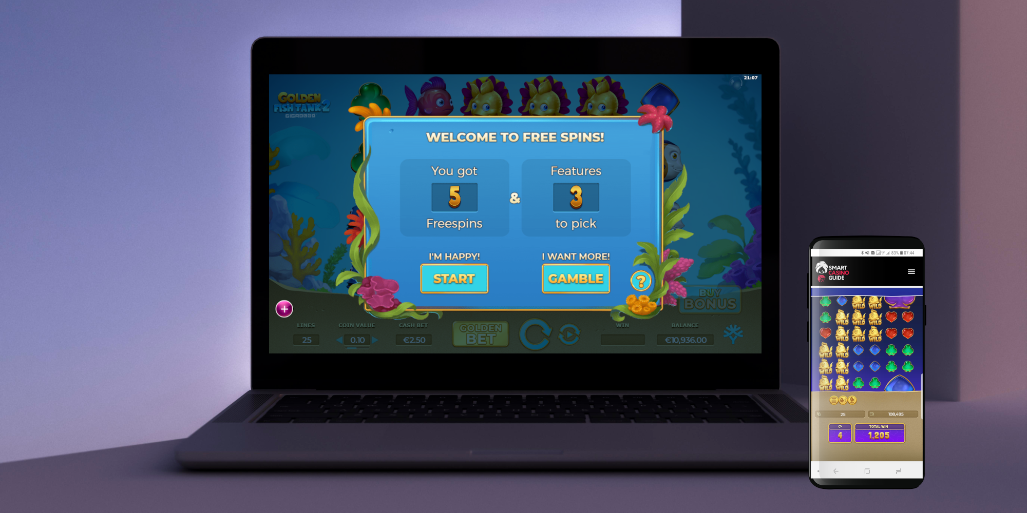 If you are unlucky to catch Free Spins, you can buy the Golden Fish Tank 2 bonus feature