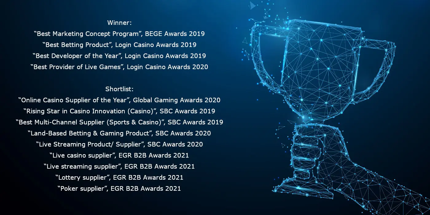 TVBET TV casino games provider has won 4 awards