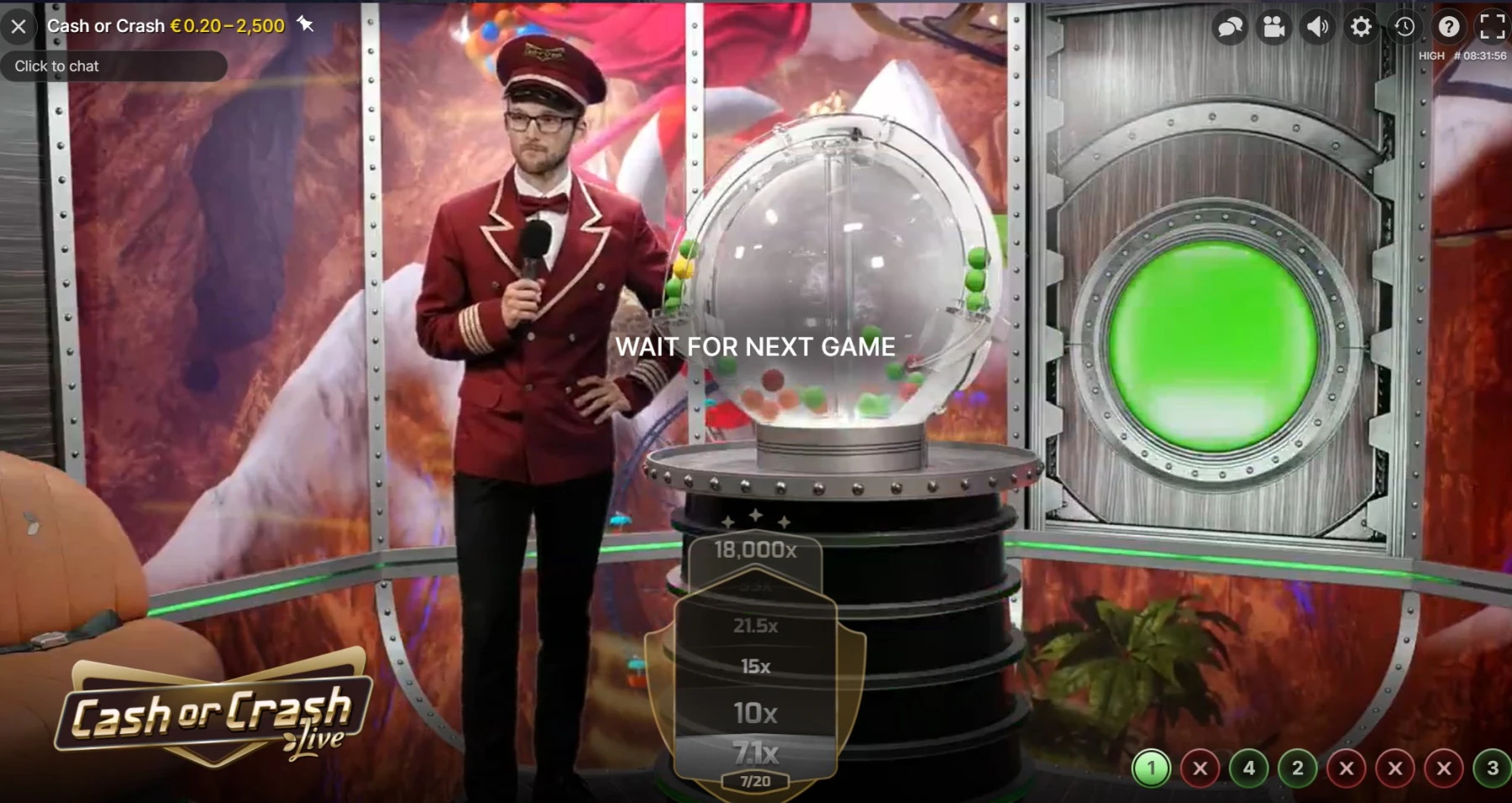 cash or crash game show demo green ball