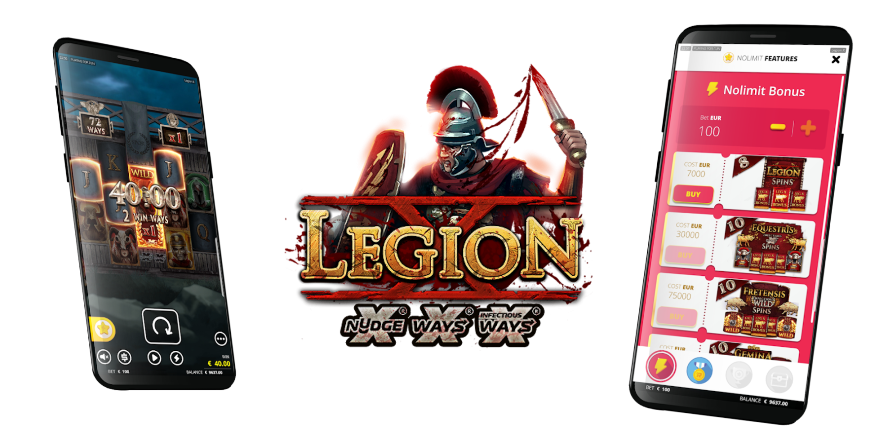 As most of the HTML5 slots, the Legion X is also available on mobile, tablet and desktop
