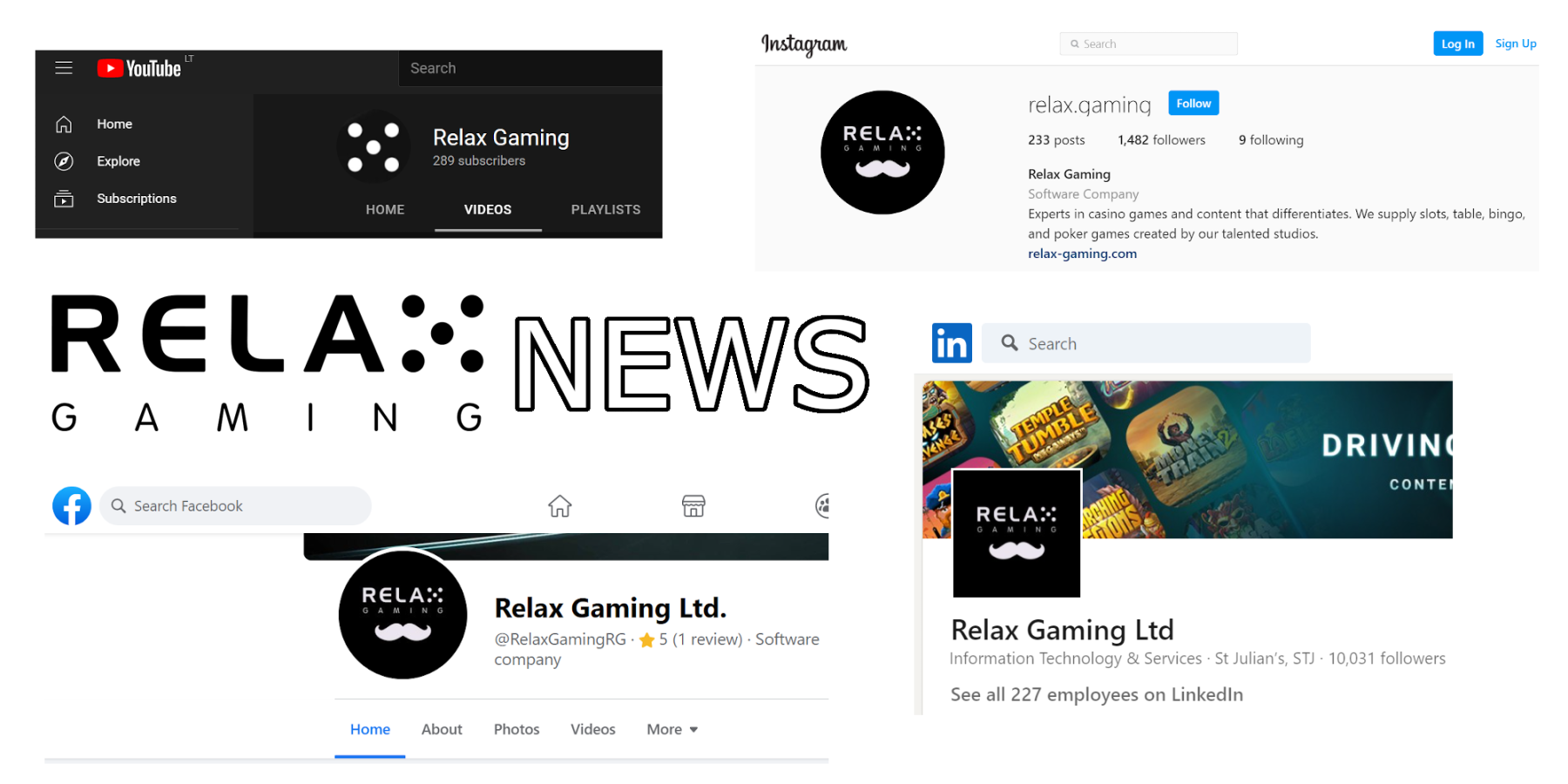 Find out Relax Gaming news on Facebook, Youtube, LinkedIn, Instagram