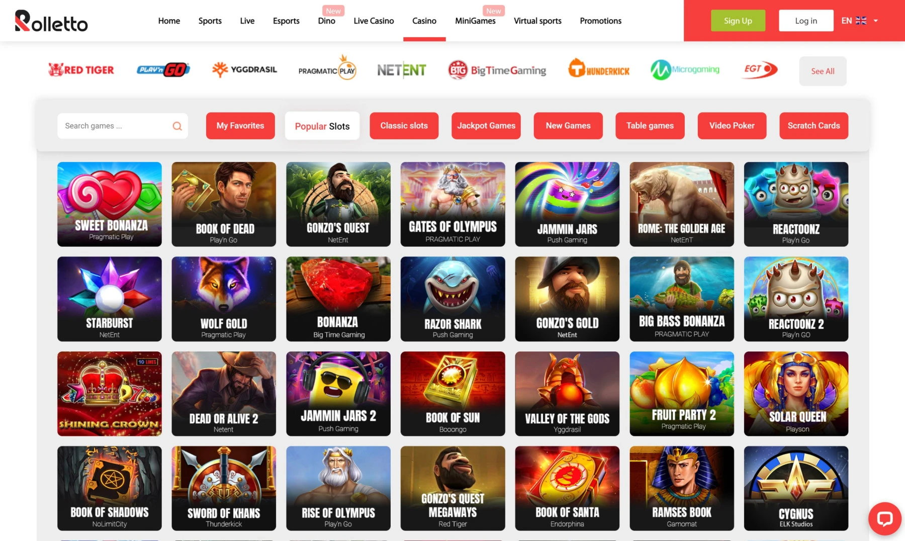 rolletto casino slot games - sweet bonanza book of dead gates of olympus jammin jars 2 thunderkick