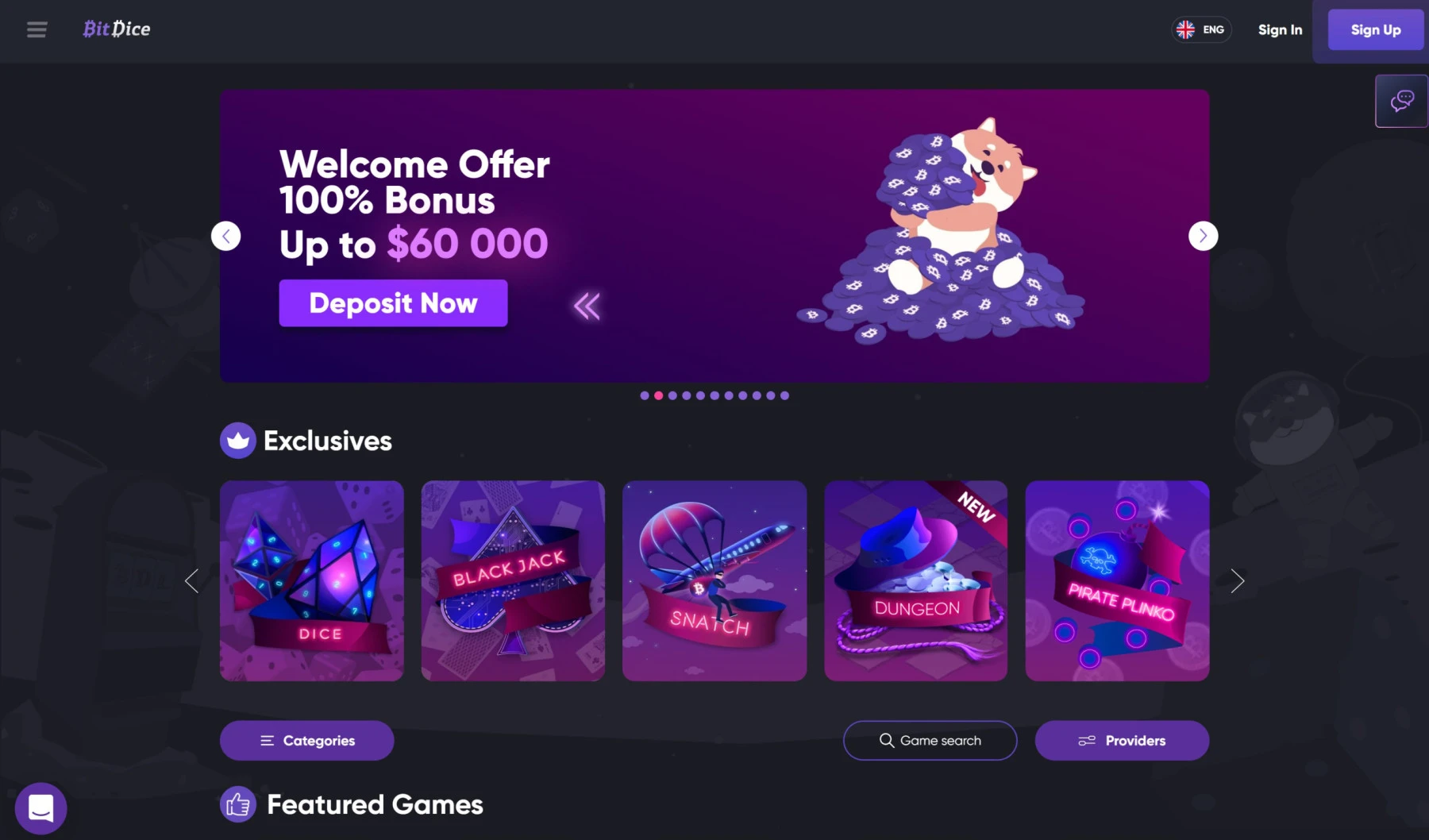 bitdice crypto casino bonus up to 1 btc - no deposit free spins bonus