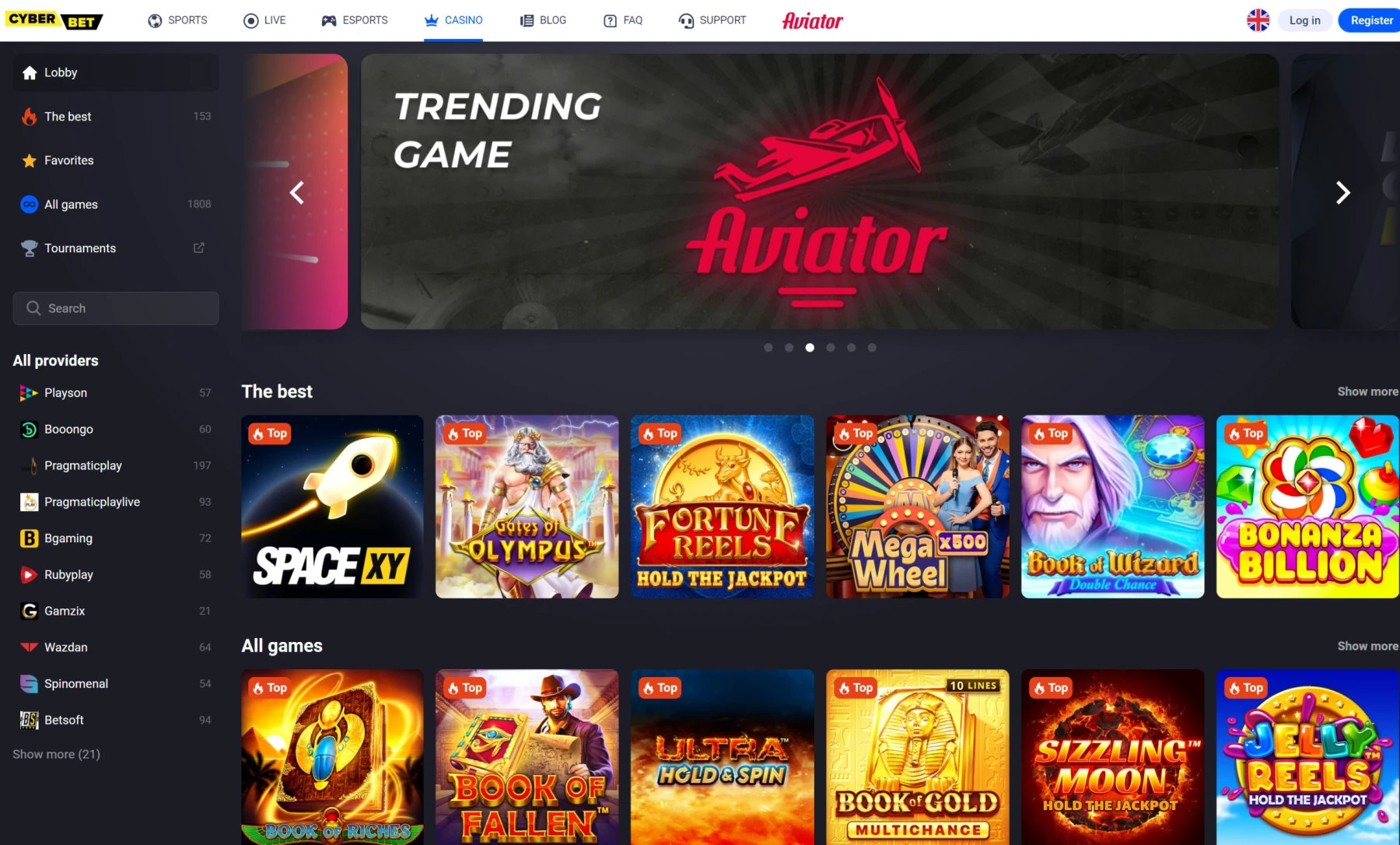 cyberbet casino games slots aviator mini game