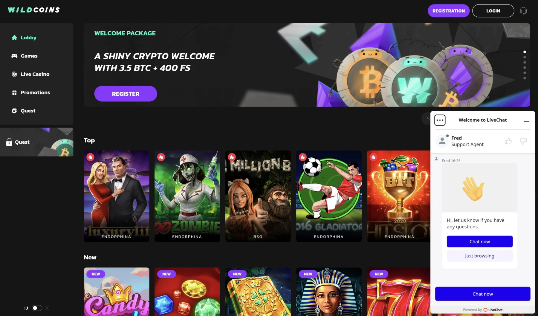 wildcoins casino login live chat customer support