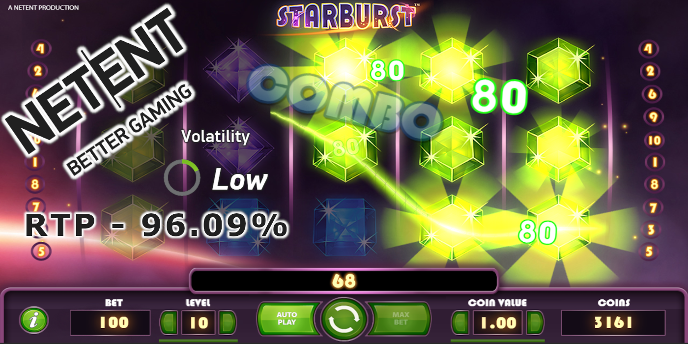 Slots volatility Starburst by NetEnt has low volatility - frequent smaller wins