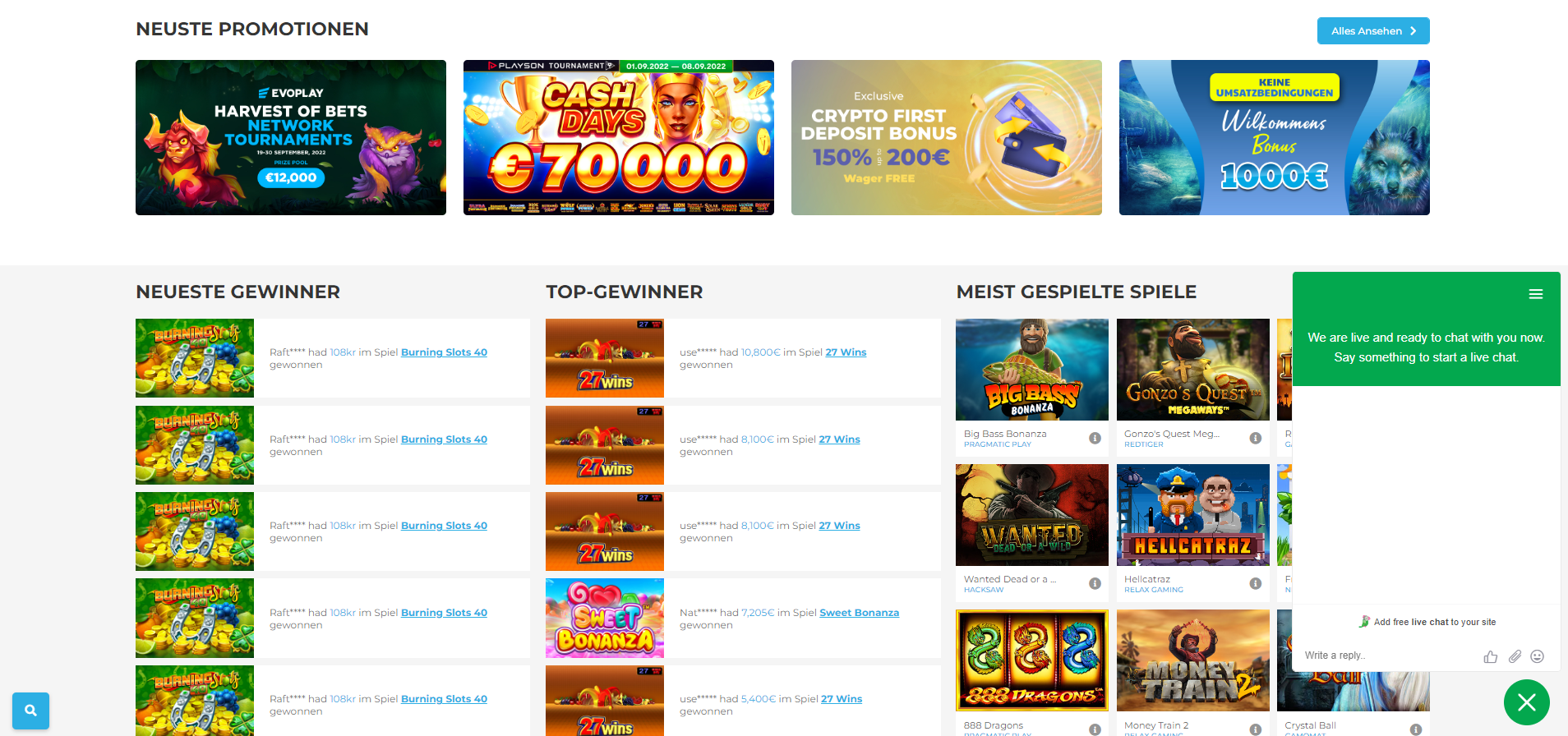 Wolfy Live Chat-Kundendienst - Casino-Bonus ohne Wetteinsatz