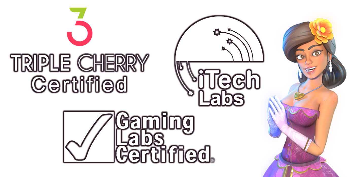 Triple Cherry casinos games are certified by Gaming Labs and iTech Labs