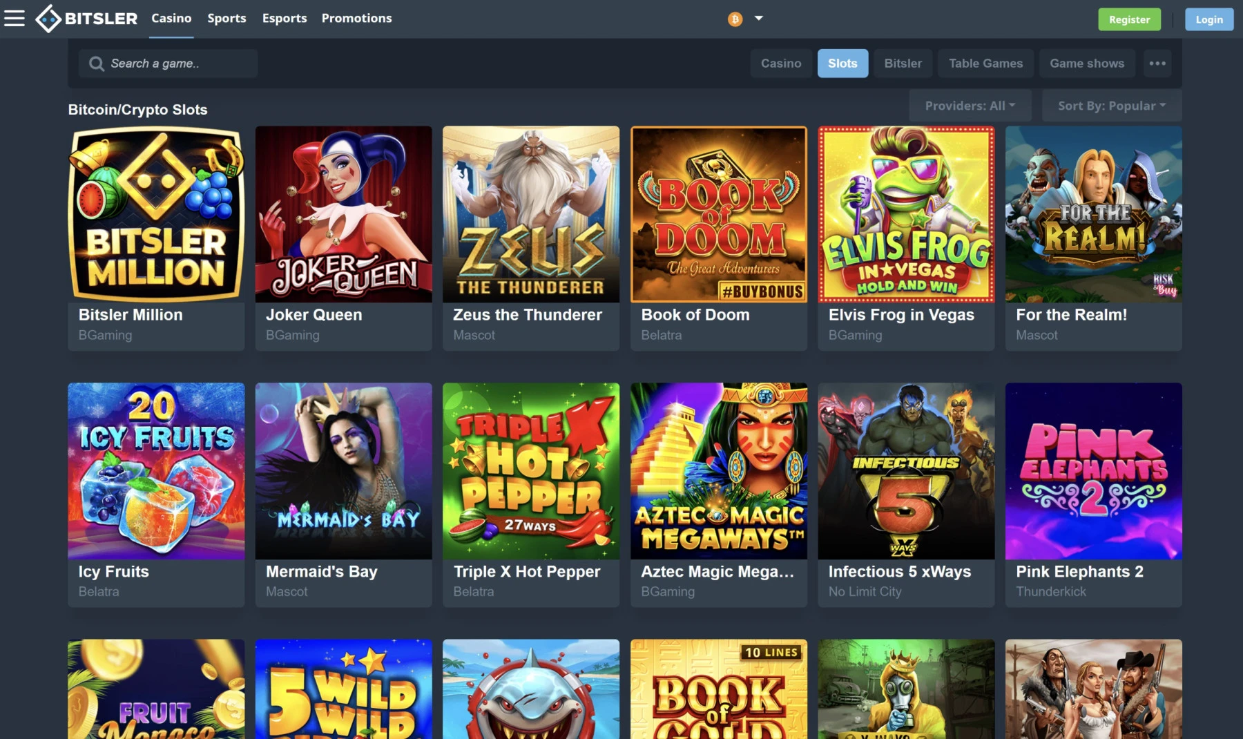bitsler casino slot games dice mini games