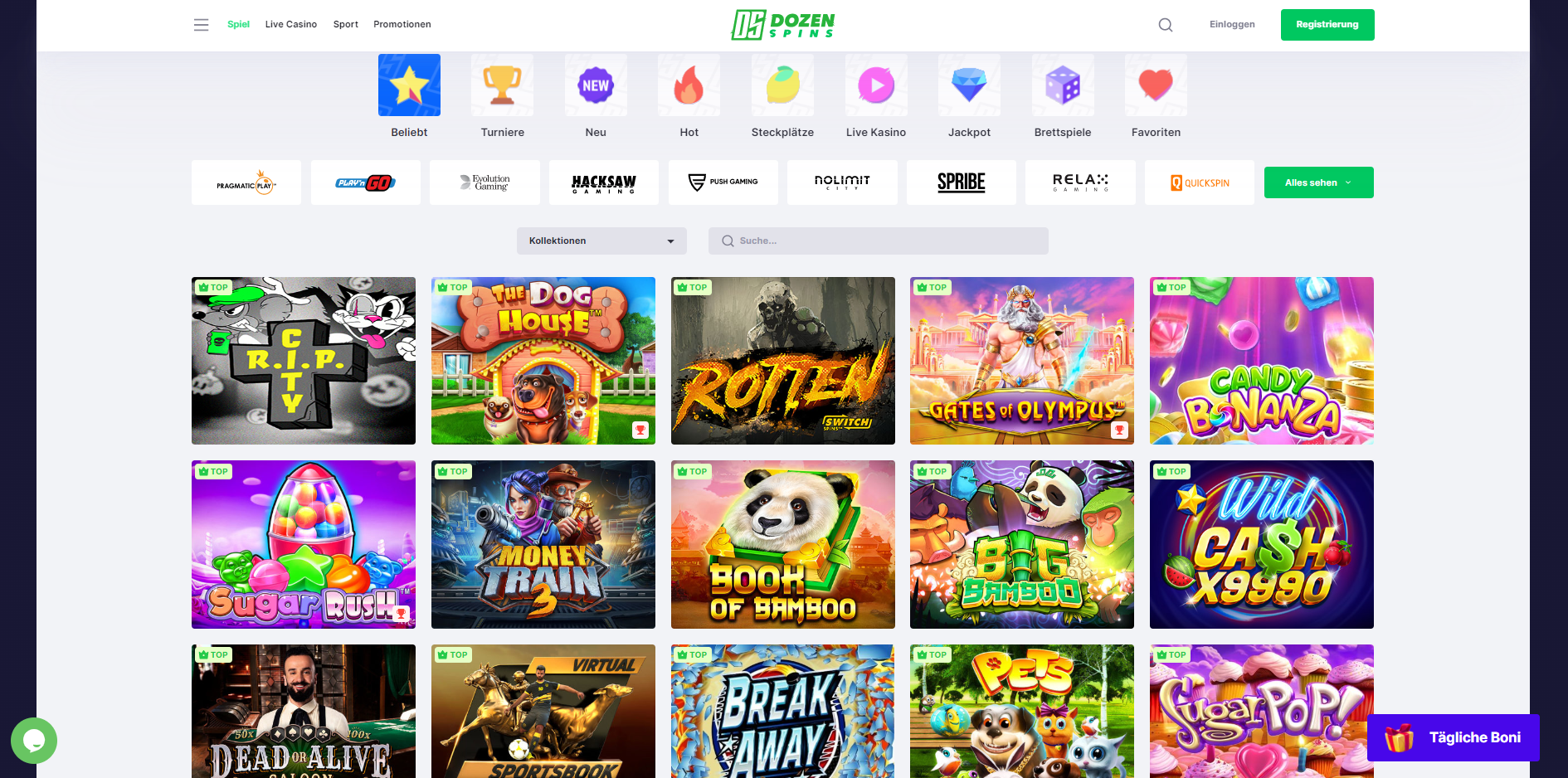 Dozen Spins Casino Spiele - Slot spiele - Sportwetten