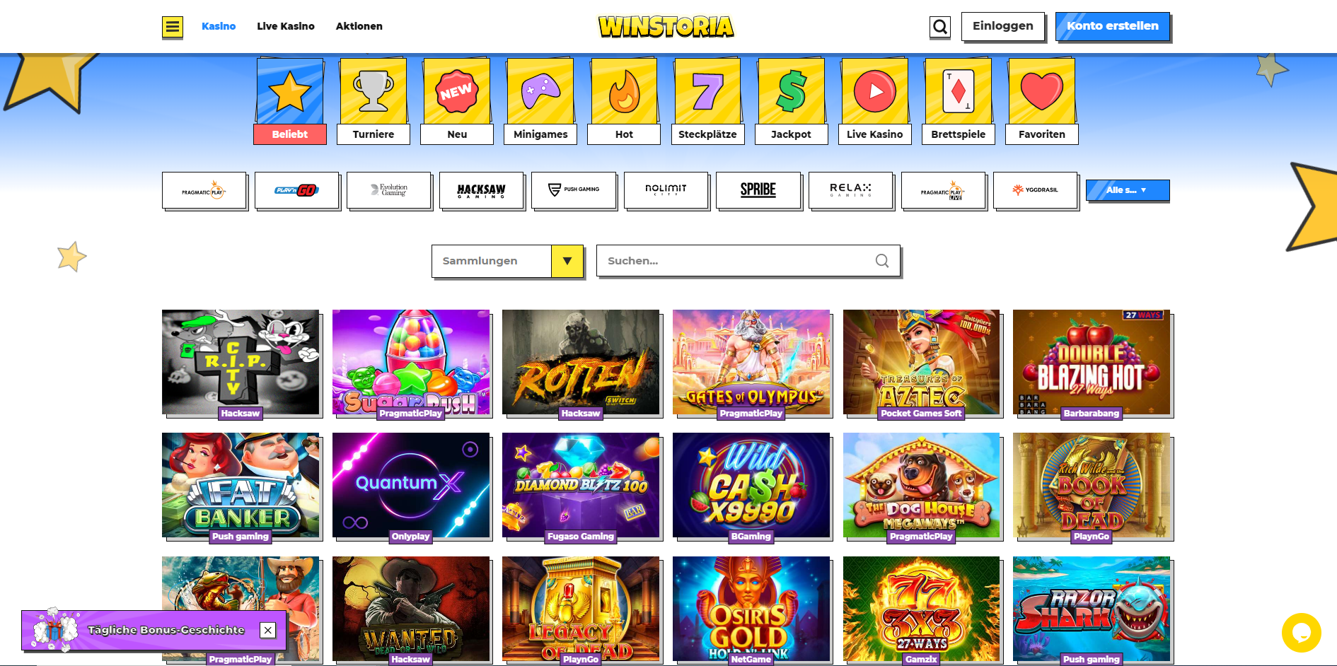 Winstoria live casino spiele