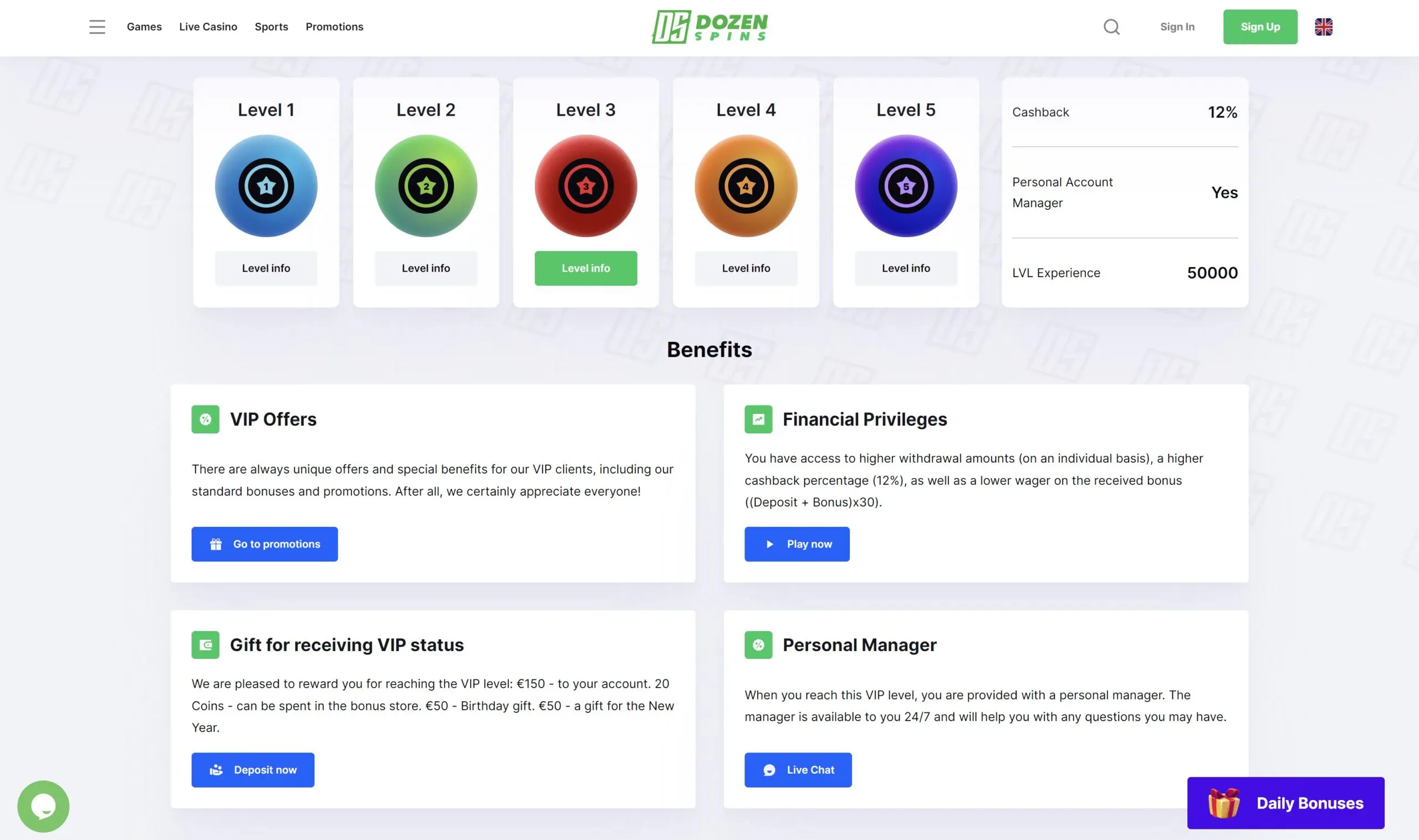 dozenspins vip loyalty program